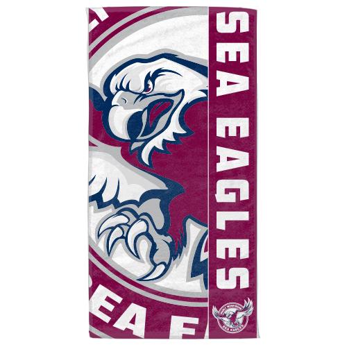 NRL Official Manly Sea Eagles Supporter Cotton Velour Beach Towel