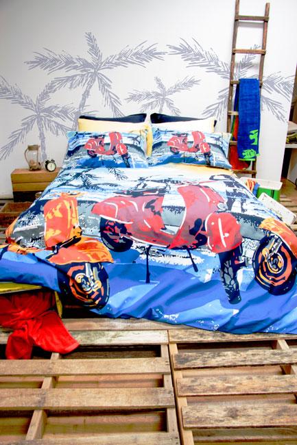 Retro Home Scooter Blue Quilt Cover Set or Accessories
