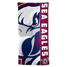 NRL Official Manly Sea Eagles Supporter Cotton Velour Beach Towel